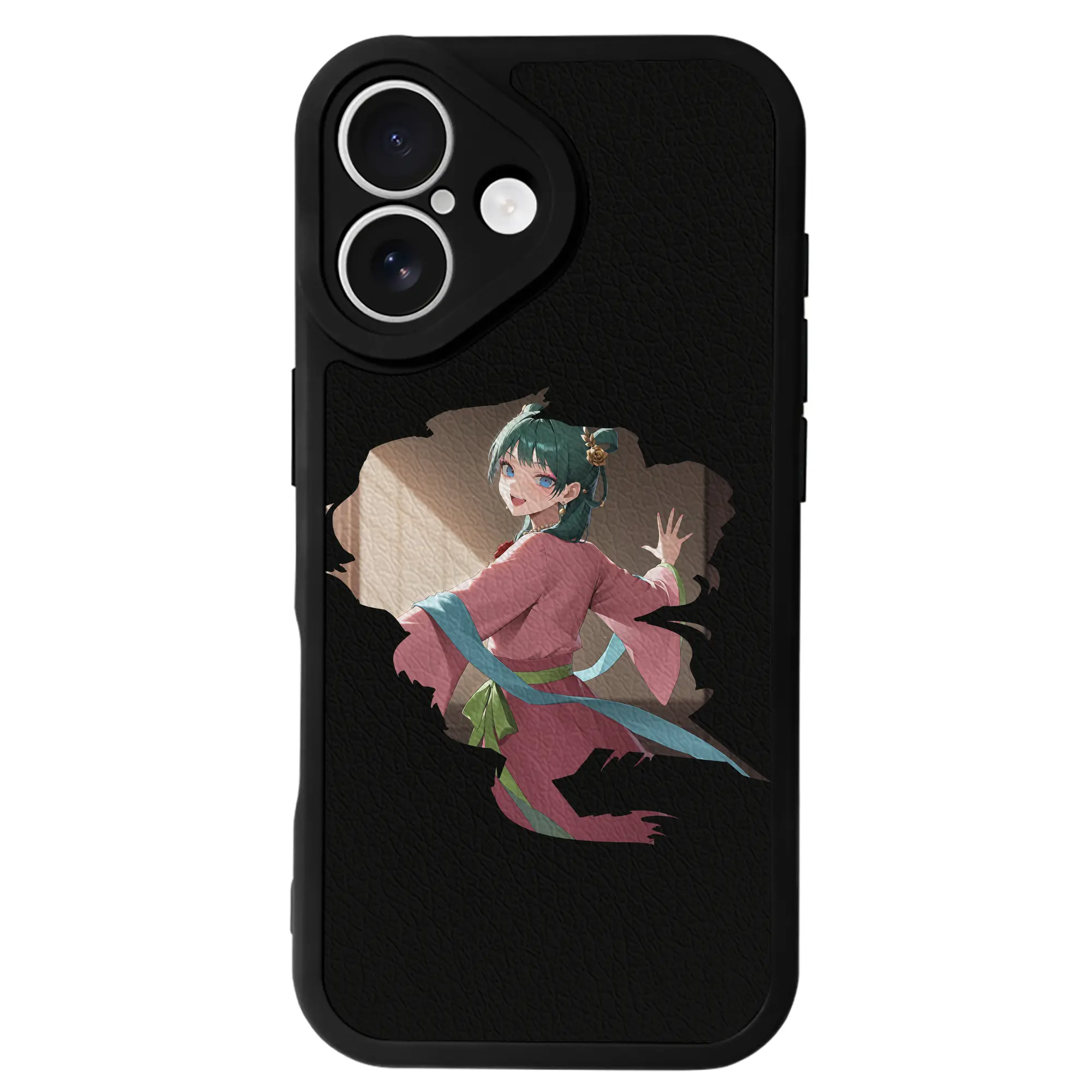 薬屋のひとりごと グッズ,猫猫 - IPhone 16シリーズ対応 ・ シリコンスマホケース ・ レザー調 ・ 高精度フィット ・ 耐衝撃 ・ ワイヤレス充電対応 ・ 精密カット